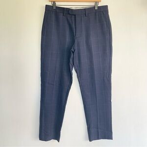 J. Crew Bowery Men’s Slim Fit Wool Trousers W32 L34 Navy Blue Pleated Pant